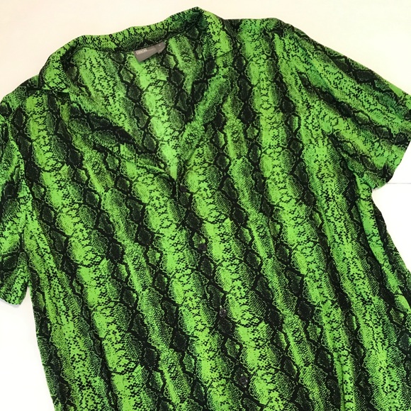 Asos Shirt Button Down Snake Print Medium - Picture 2 of 16